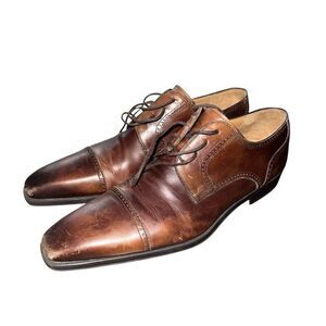 Magnanni Dress Shoes Cap Toe Oxford Brown Leather‎ Mens Size 12 M Workwear
